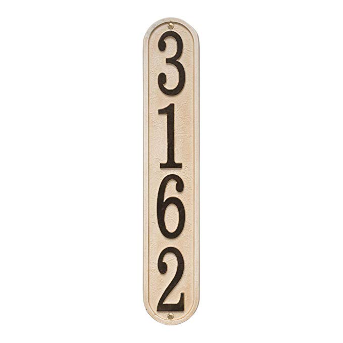 Whitehall Personalized Cast Metal Stonework House Number Custom Address Plaque Sign - Vertical