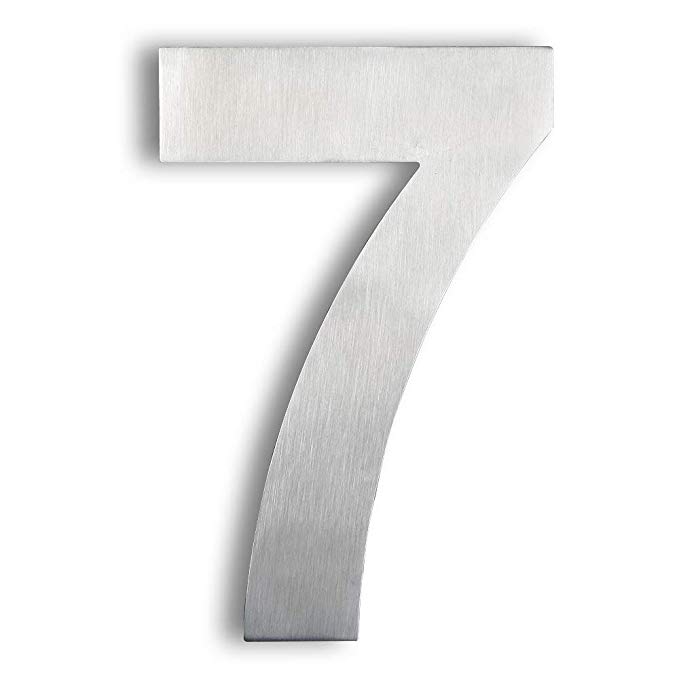 Mellewell House Number Floating 8 Inch Stainless Steel Brushed Nickel, Number 7 Seven, HN08-7