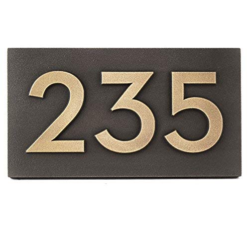 Atlas Signs and Plaques Bold Classy Modern Font House or Business Address Plaque - 13x7 - Brass Metal Coated Sign Up To 3 Numbers