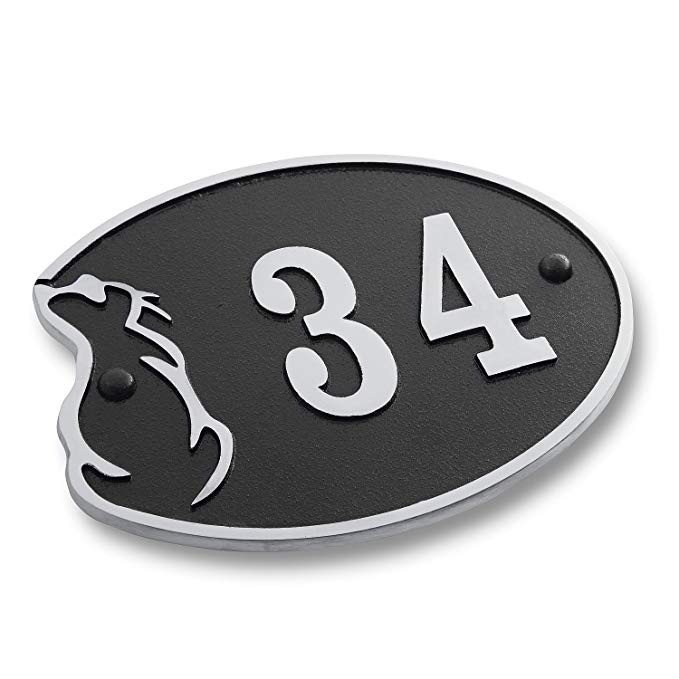 House Number Address Plaque Perfect for Cat Lovers. Cast Metal Personalised Yard Or Mailbox Sign with Oodles of Color, Number and Letter Options. Handmade in England by The Metal Foundry Just for You