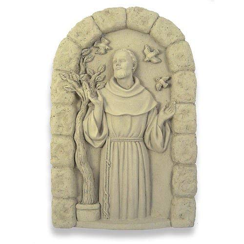 Modern Artisans Saint Francis of Assisi Concrete Garden Plaque