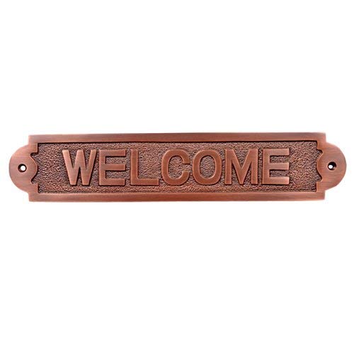 Adonai Hardware Large Welcome Brass Door Sign (Antique Copper)